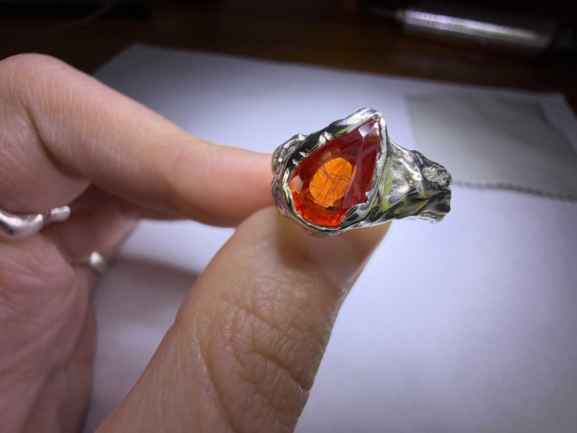 Spessartine garnet ring